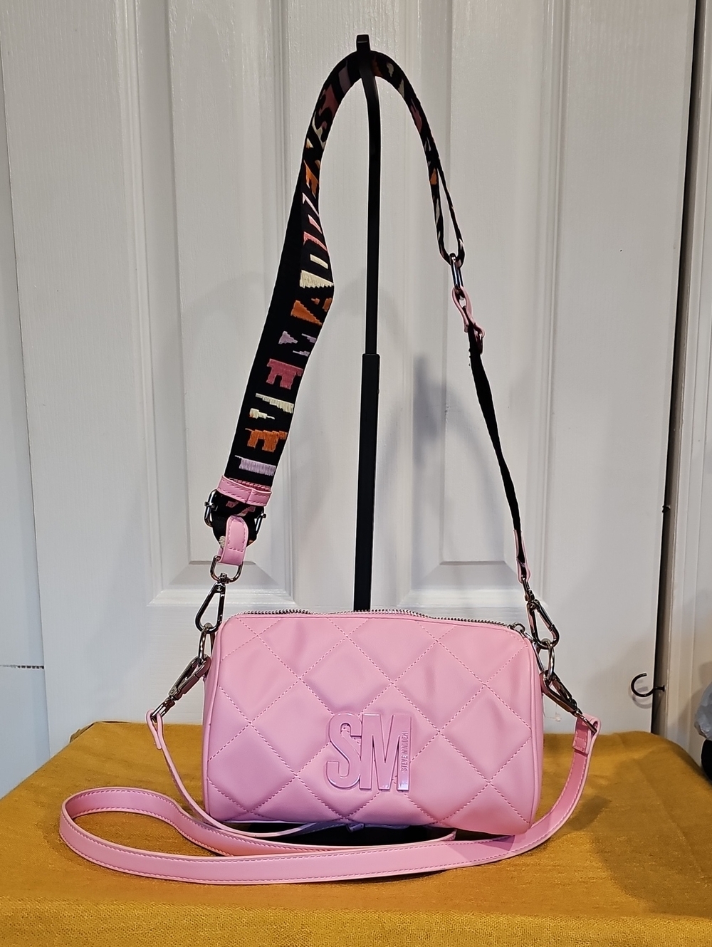 Steve Madden Crossbody Barrel Bag With Guitar Strap NWOT
